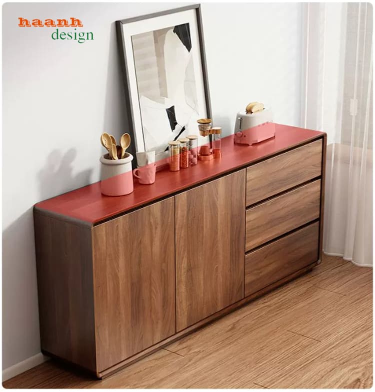 tủ đựng đồ phòng bếp gỗ óc chó cao cấp