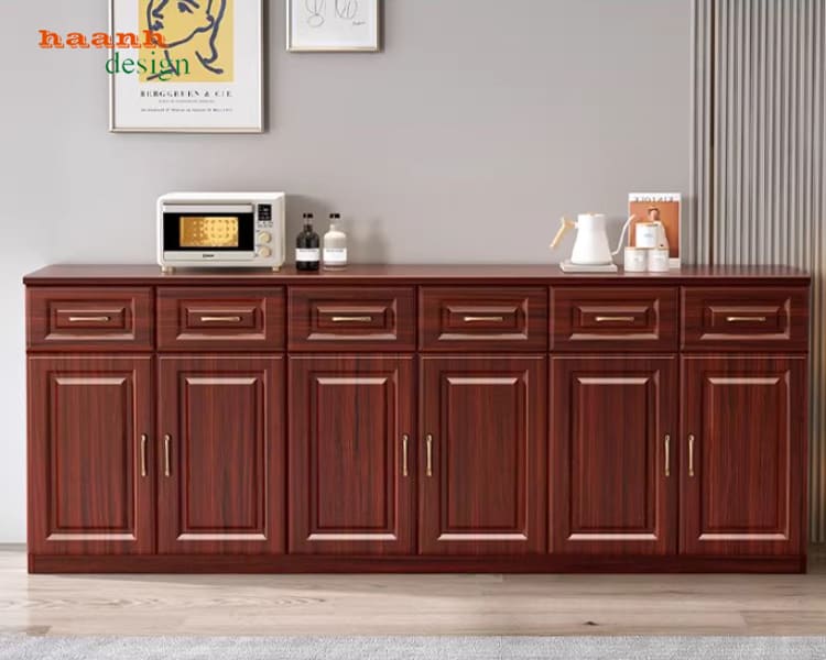 tủ gỗ đựng đồ nhà bếp gỗ sồi tự nhiên hiện đại