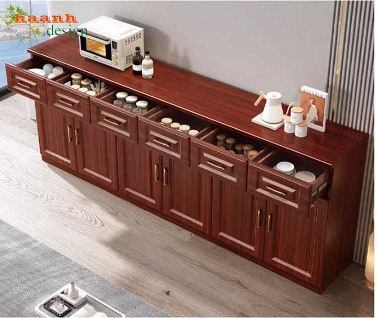 tủ đựng đồ nhà bếp gỗ sồi nhập khẩu Nga bền đẹp