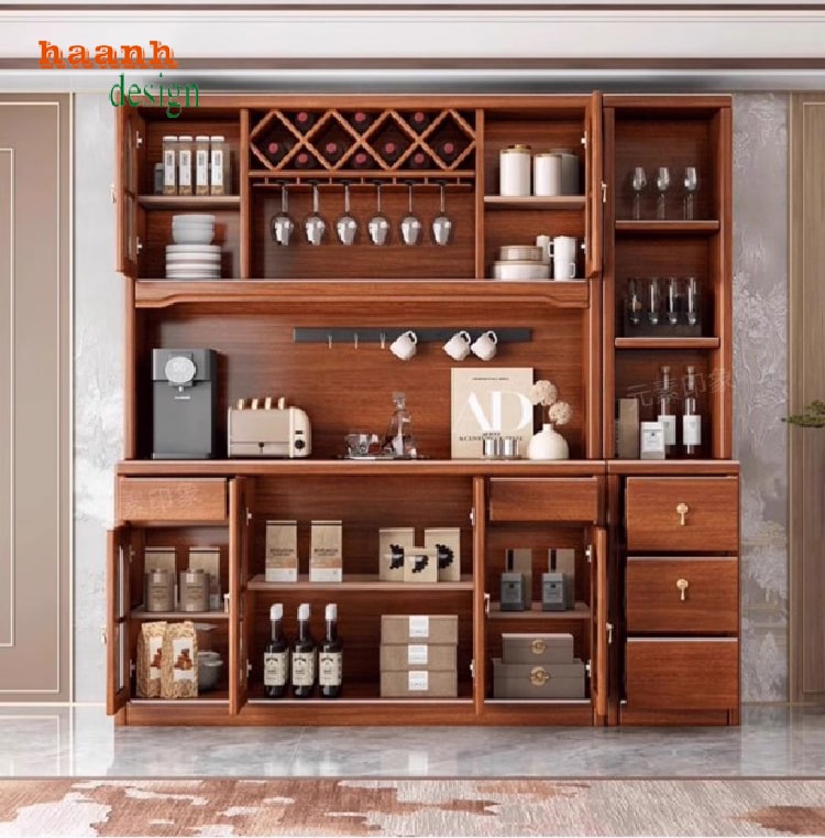 Tủ lưu trữ đồ bằng gỗ sồi hiện đại tối giản