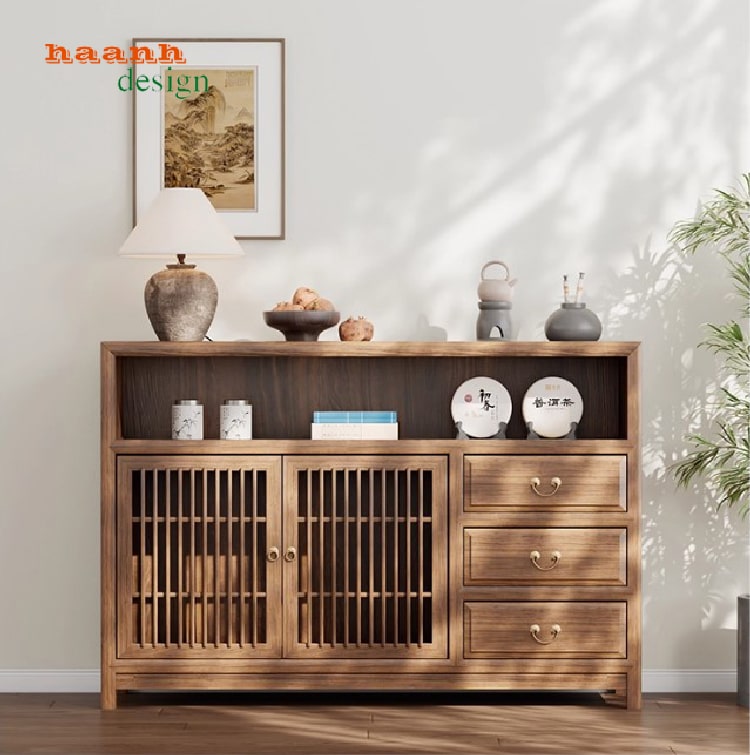 tủ kệ gỗ phòng bếp thiết kế hiện đại