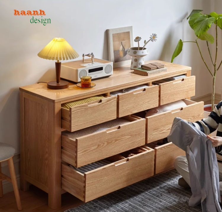 tủ ngăn kéo gỗ sồi