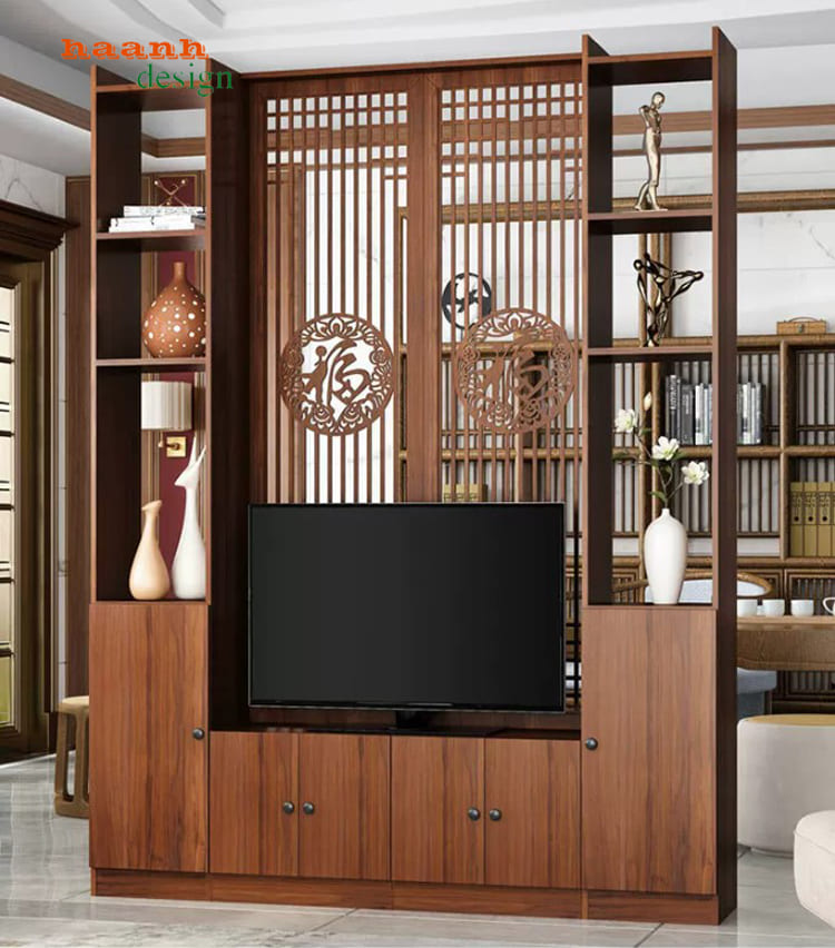 Tủ trang trí TPK 019 nhìn trực diện Tủ trang trí kết hợp kệ TV TPK 019 nhìn trực diện