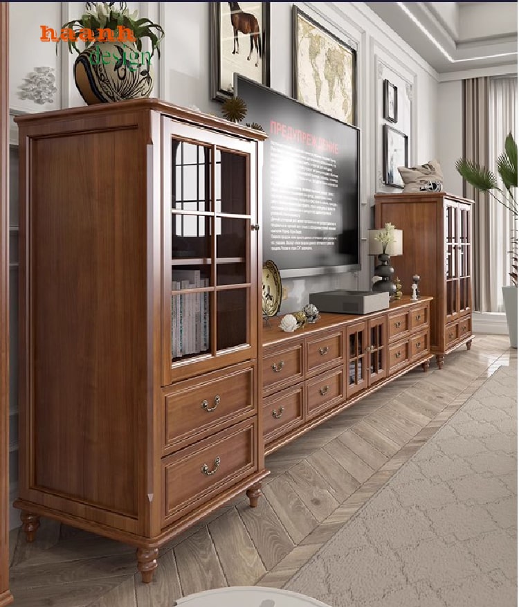 vân gỗ sồi tự nhiên trên tủ phòng khách gỗ hiện đại