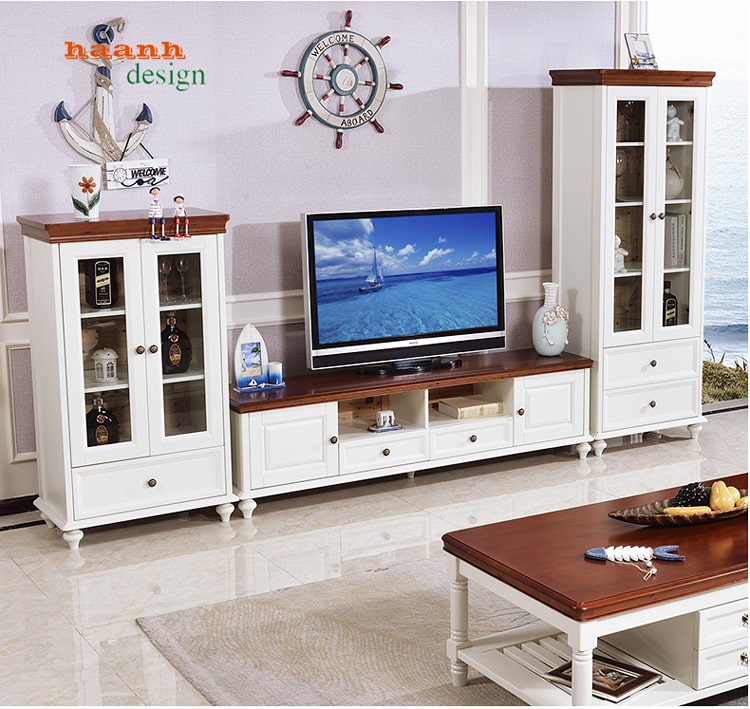 Tủ trang trí phòng khách gỗ tự nhiên