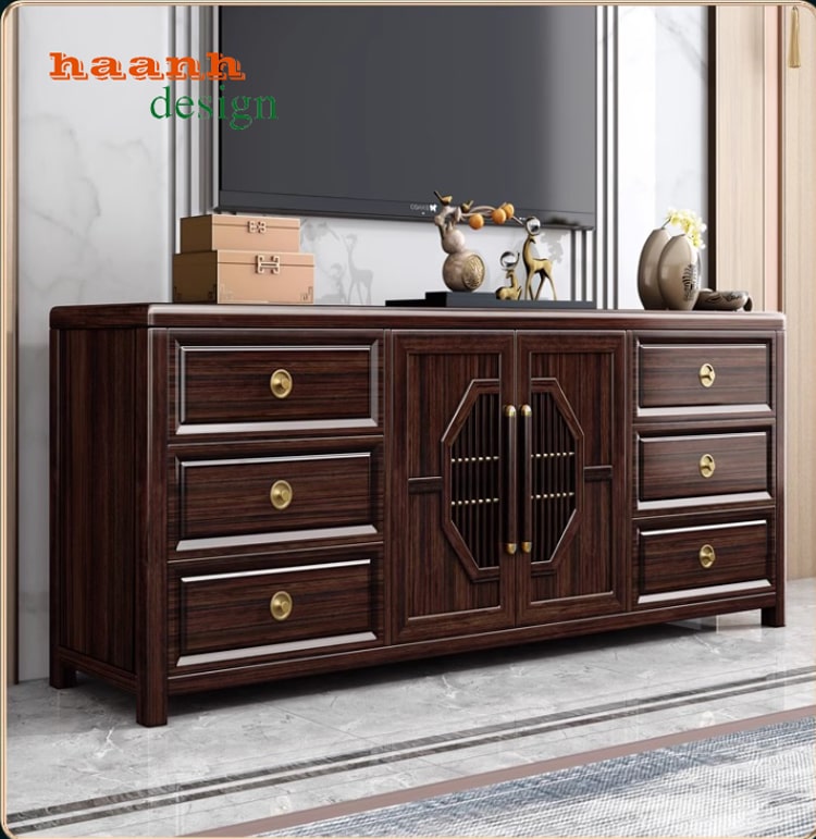 Tủ trang trí phòng khách gỗ tự nhiên