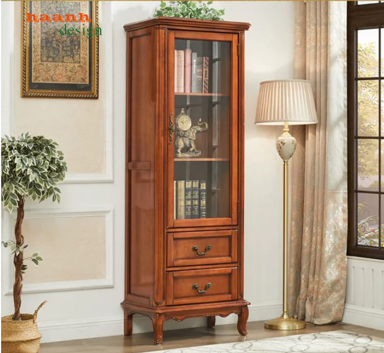 tủ phòng khách cổ điển gỗ sồi cao cấp