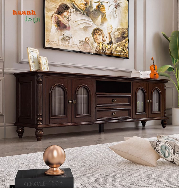 tủ gỗ phòng khách tân cổ điển