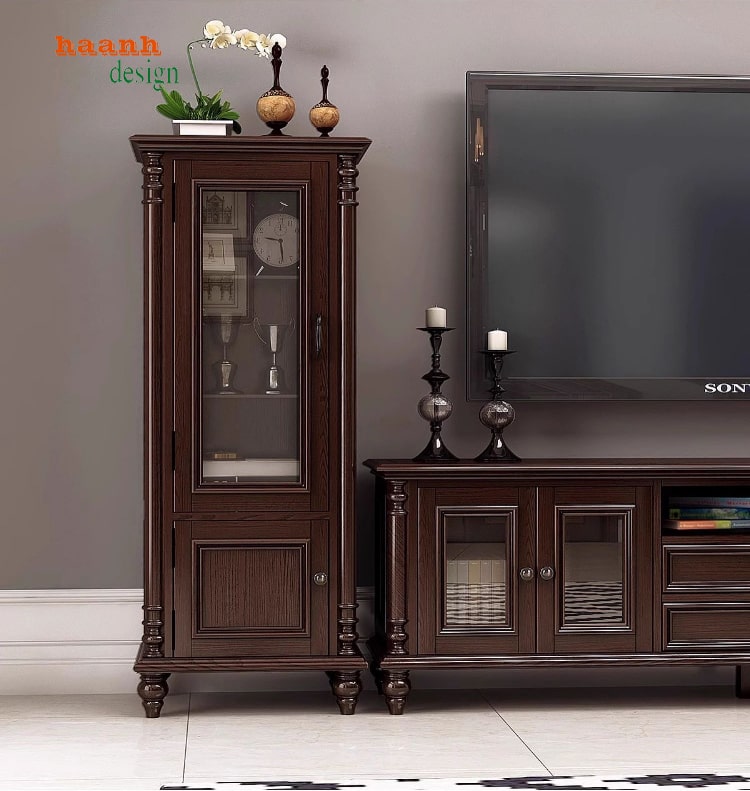 tủ gỗ phòng khách tân cổ điển