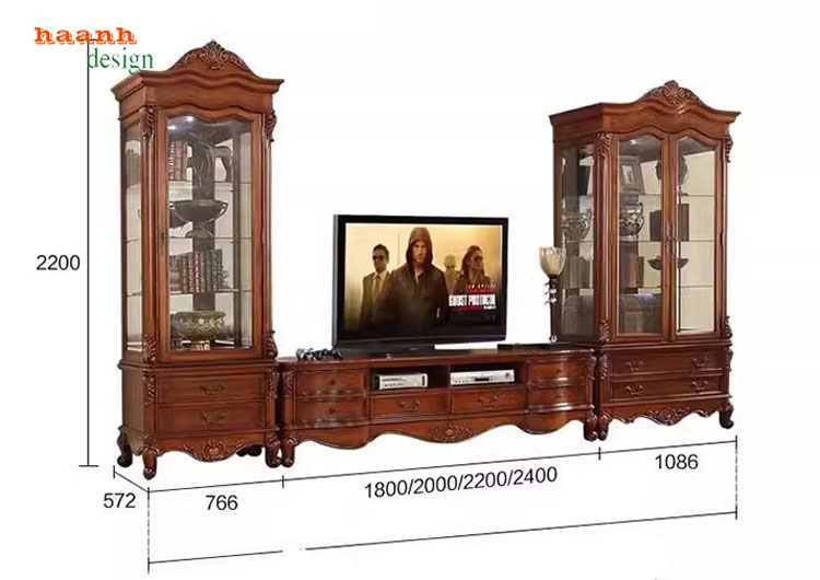 Tủ phòng khách tân cổ điển châu âu