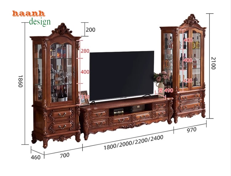 Tủ bầy phòng khách tân cổ điển