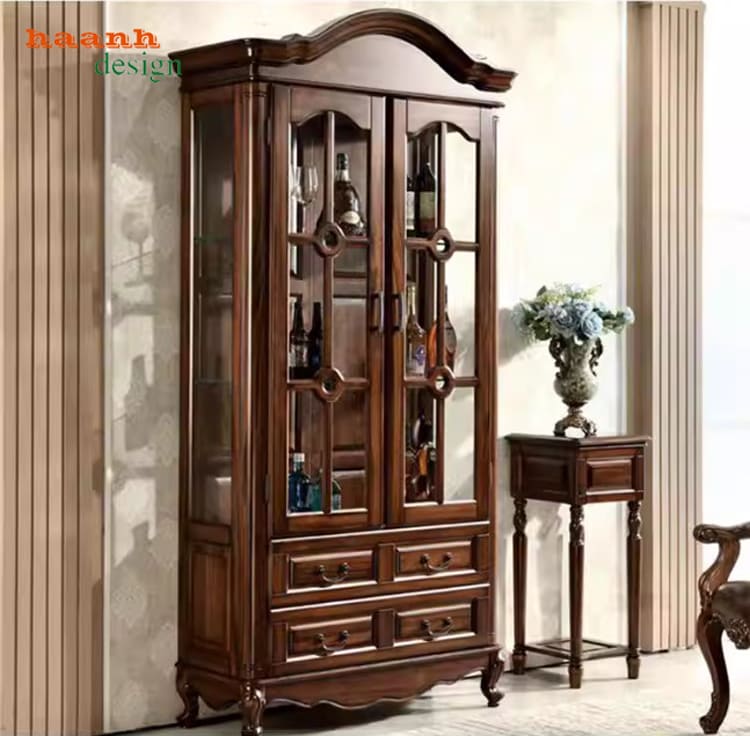 tủ rượu tân cổ điển đẹp phòng khách sang trọng