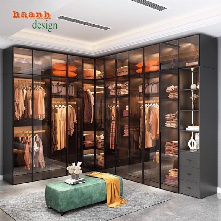 tủ áo gỗ công nghiệp cánh kính