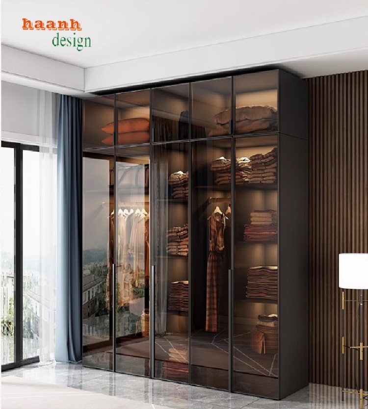 tủ áo gỗ công nghiệp cánh kính
