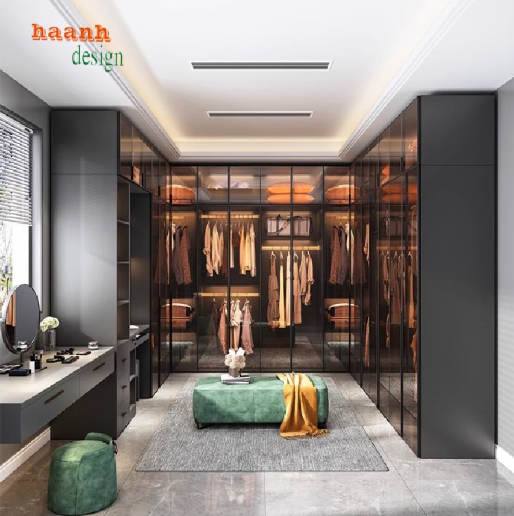 tủ áo gỗ công nghiệp cánh kính
