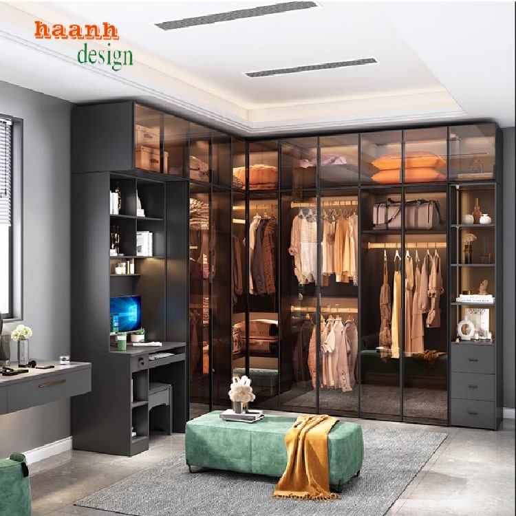tủ áo gỗ công nghiệp cánh kính