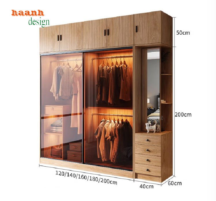 tủ áo cánh kính cửa lùa