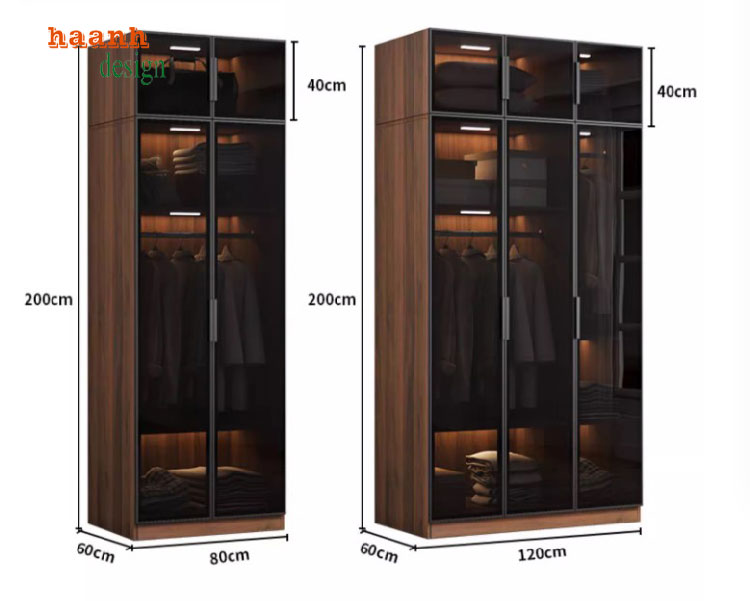 tủ quần áo gỗ cánh kính