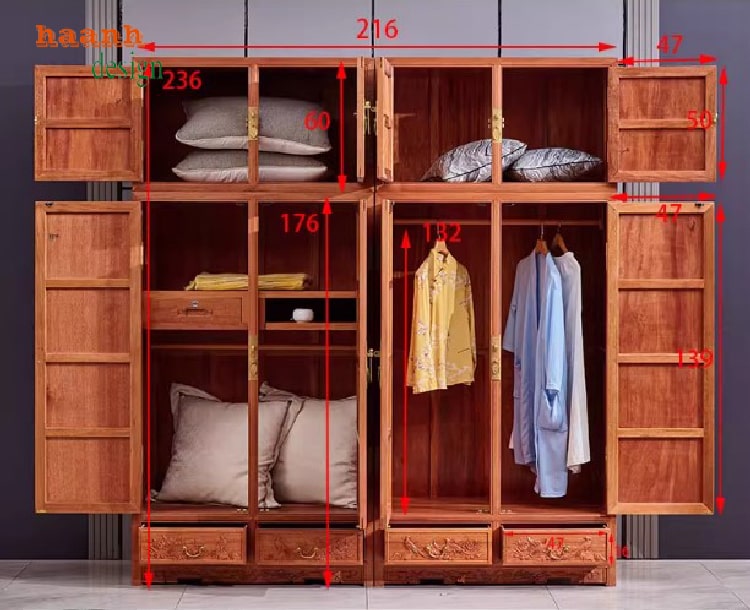 Xưởng sản xuất tủ quần áo gỗ hương truyền thống
