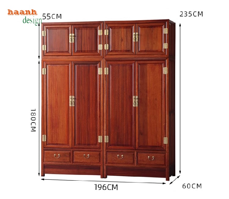 Tủ quần áo gỗ cánh chạm