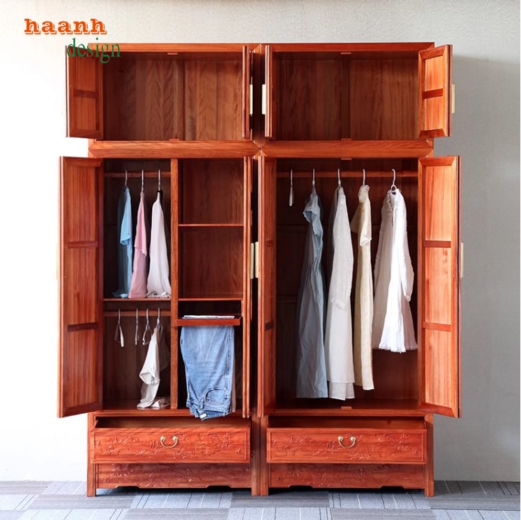 Tủ quần áo gỗ cánh chạm