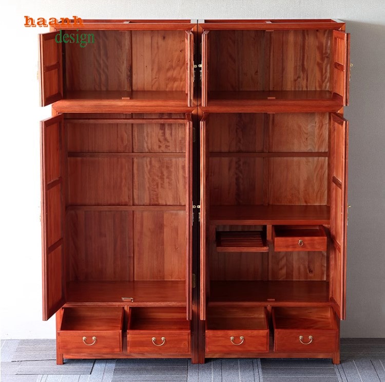Tủ quần áo gỗ cánh chạm