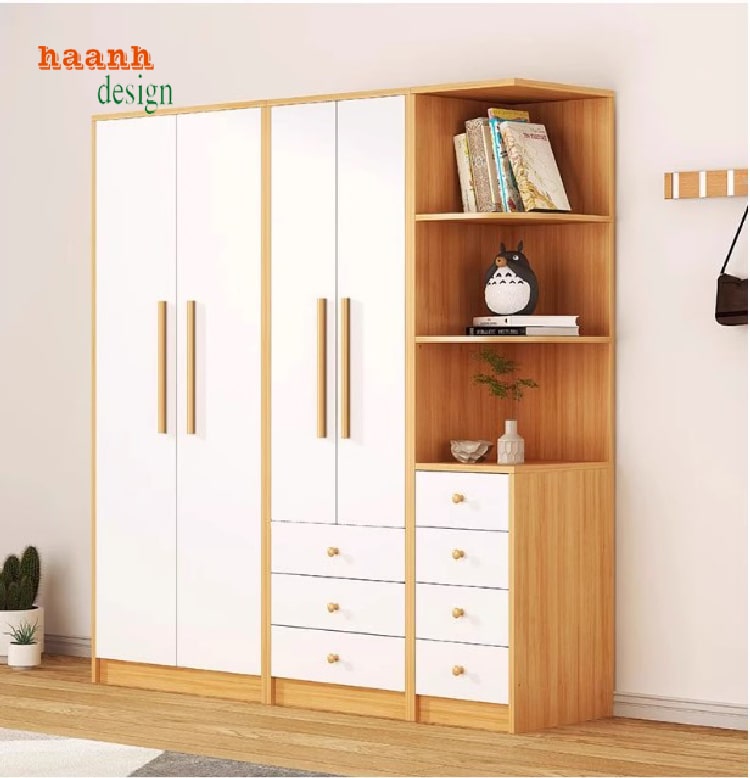 Tủ quần áo gỗ công nghiệp chống ẩm Thái Lan phối màu trắng hiện đại