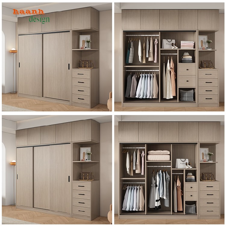 tủ quần áo gỗ công nghiệp cửa lùa