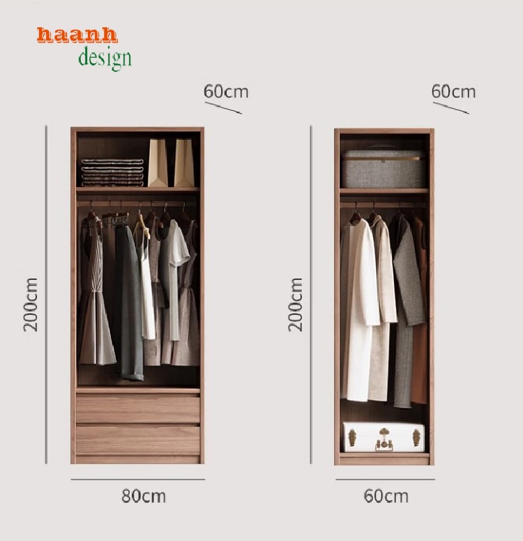 tủ áo gỗ công nghiệp óc chó
