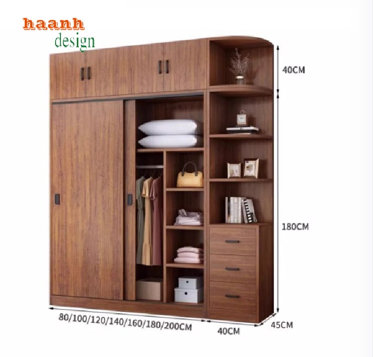 tủ áo gỗ óc chó công nghiệp