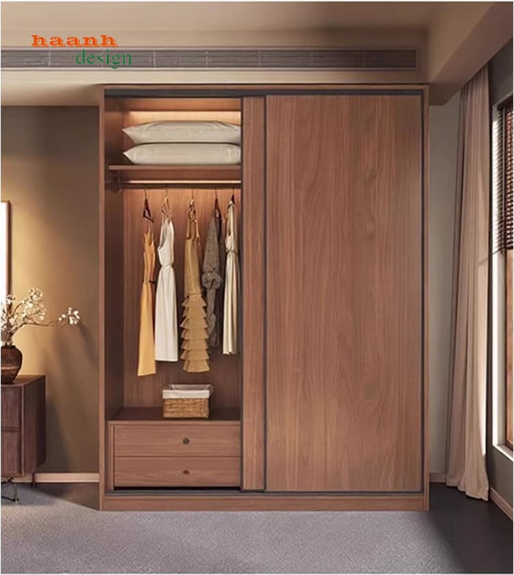 tủ quần áo gỗ ép trong phòng ngủ gia đình