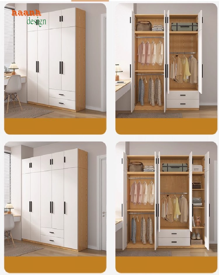 mẫu tủ quần áo gỗ ép đẹp cho phòng ngủ