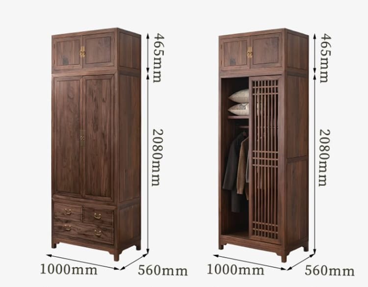Tủ quần áo gỗ sồi tự nhiên hoàn thiện cao cấp