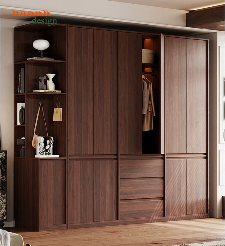 Tủ Quần Áo Gỗ Óc Chó Cao Cấp Thiết Kế Hiện Đại Tiện Nghi-TAH 013