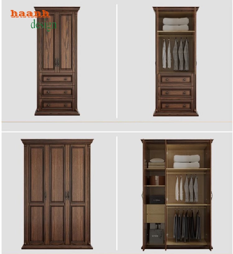 tủ quần áo gỗ sồi