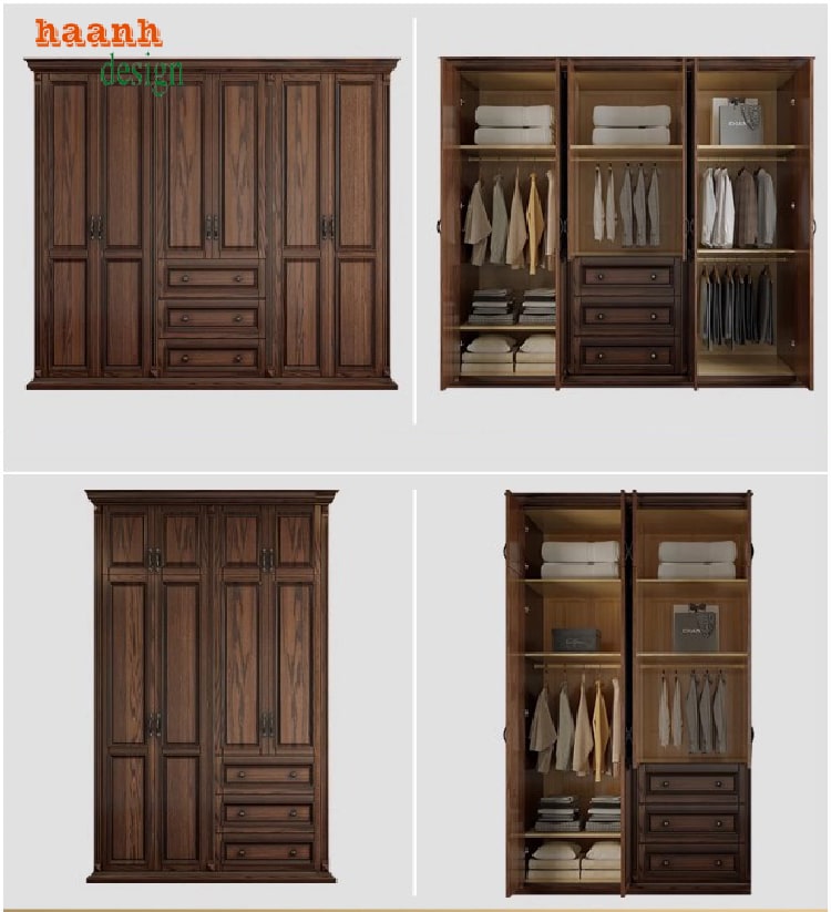 tủ quần áo gỗ sồi