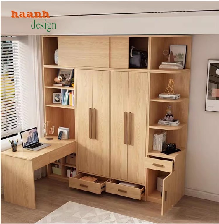 Bề mặt sơn PU Inchem của tủ quần áo trẻ em hiện đại màu gỗ sáng