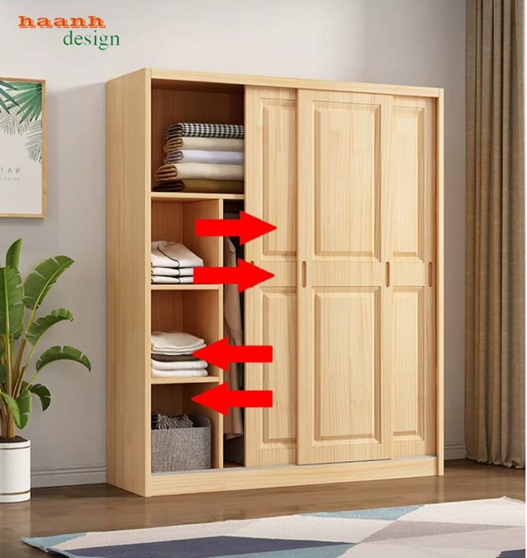 TQA 006 - minh họa chuyển động cánh ngang Minh họa cánh tủ dịch chuyển ngang trên mẫu TQA 006