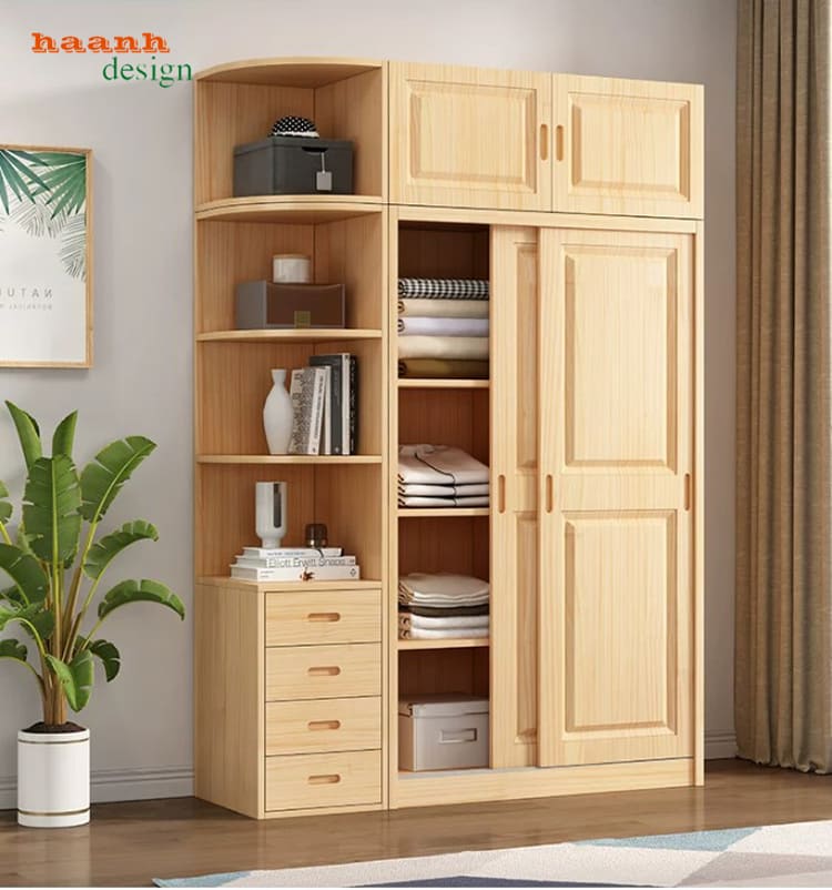 TQA 006 - kệ mở kết hợp bốn ngăn kéo Tủ TQA 006 kết hợp kệ mở và bốn ngăn kéo