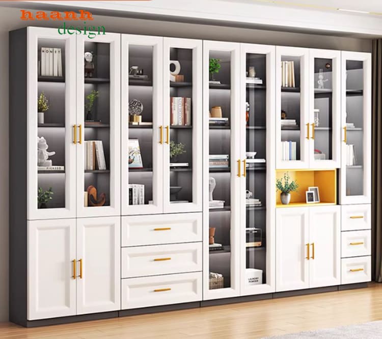 những mẫu tủ sách đẹp kết hợp trang trí