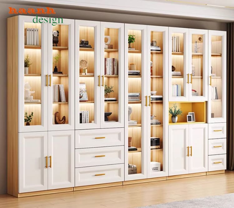 những mẫu tủ sách đẹp âm tường hiện đại