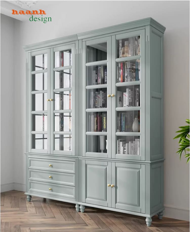 Tủ sách có cửa kính cho phòng làm việc gia đình