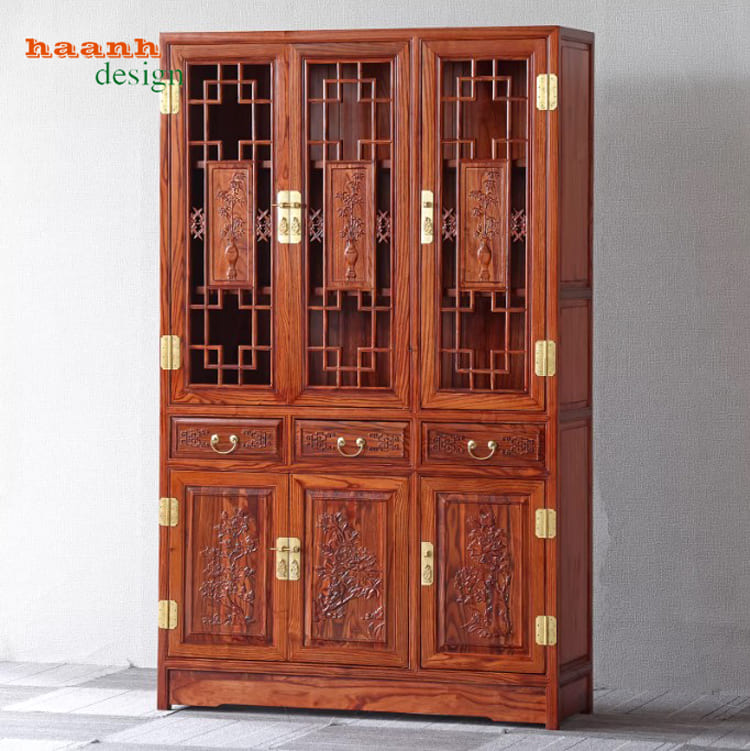 mẫu tủ sách đẹp chạm khắc thủ công tinh xảo