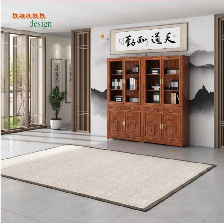 tủ sách gỗ tự nhiên á đông