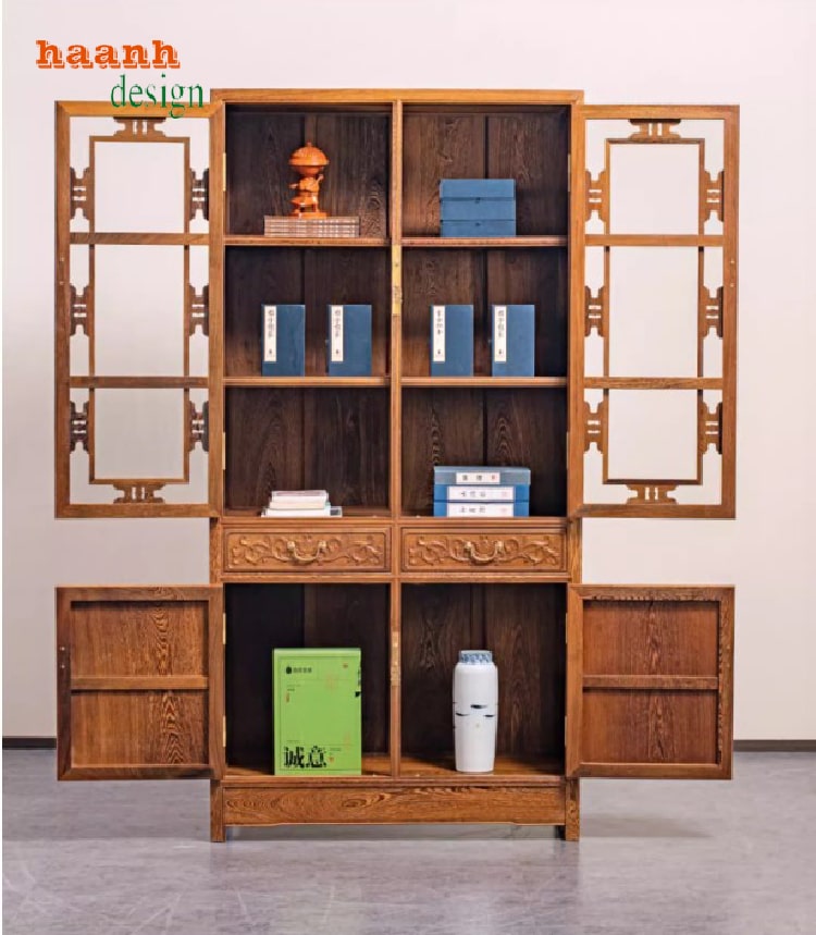 Tủ sách gỗ tự nhiên sơn Inchem cao cấp