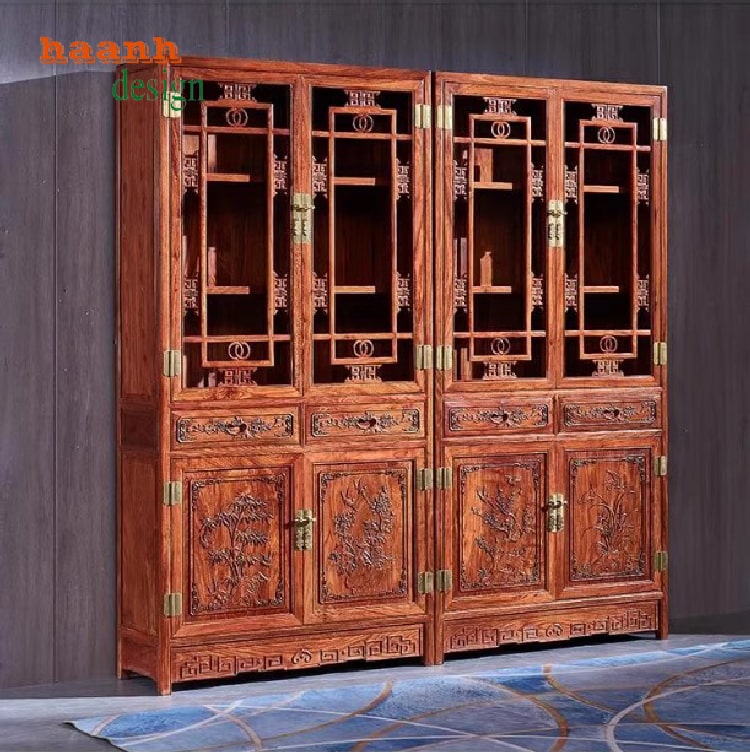 Tủ sách gỗ tự nhiên giả cổ