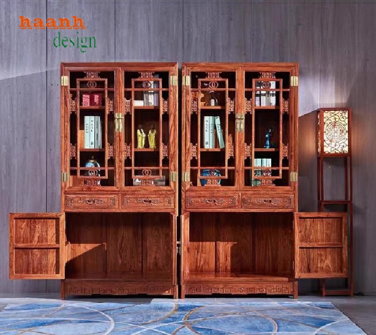 Tủ sách gỗ tự nhiên giả cổ