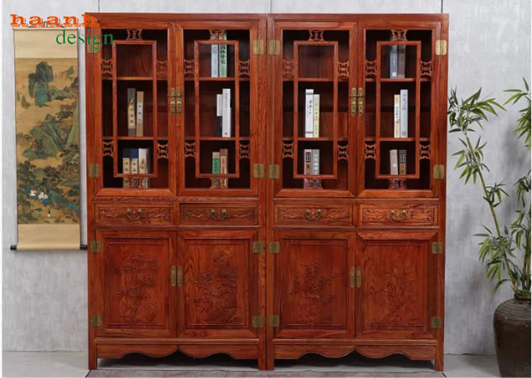 Mặt trước cấu hình hai thân Tủ sách giả cổ hai thân mặt trước không tủ trên
