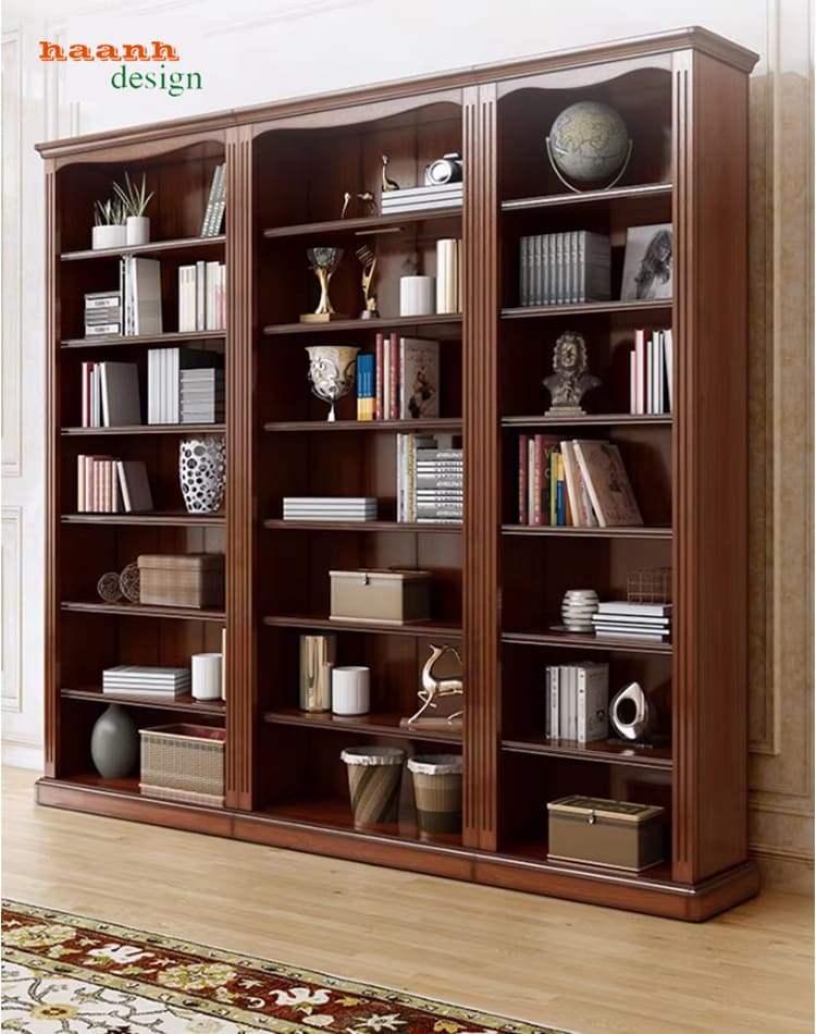 tủ để sách bằng gỗ hiện đại gỗ sồi tự nhiên