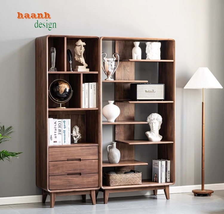 tủ sách gỗ óc chó